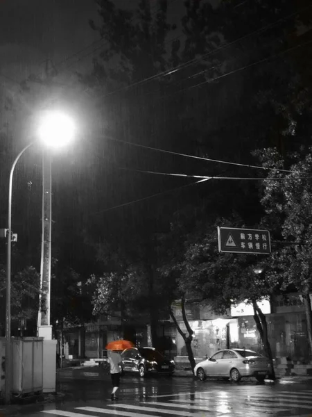 black and white photo of a street lights