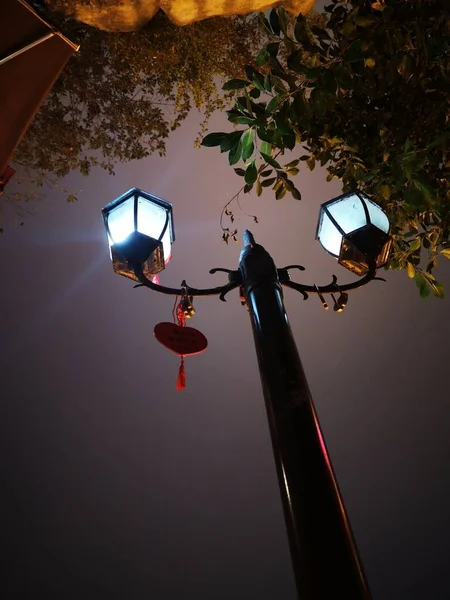 street lamp on the streets of the city