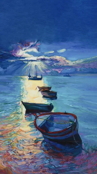 oil painting on the sea