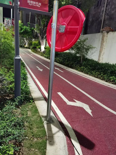 red traffic sign on the road
