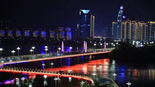 night view of the city of the lujiazui park in the evening