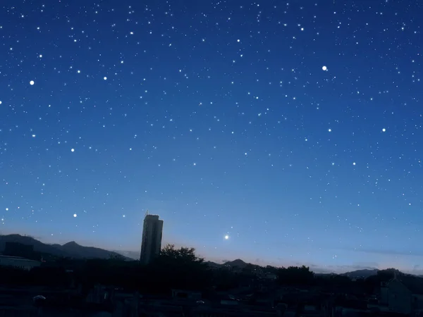 stock image beautiful night sky with stars and moon