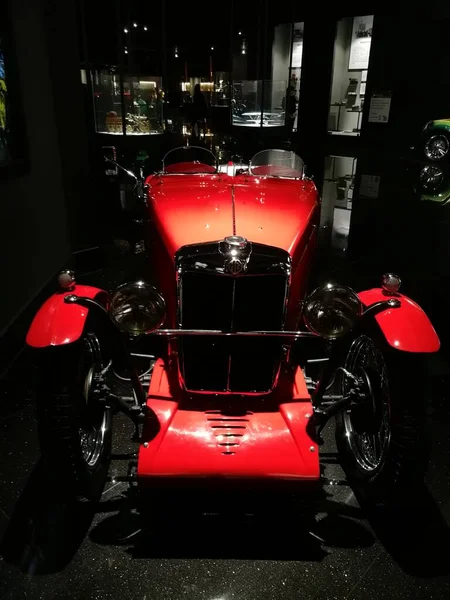 red motorcycle in the garage