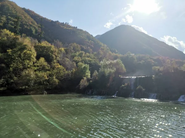 beautiful landscape with a waterfall