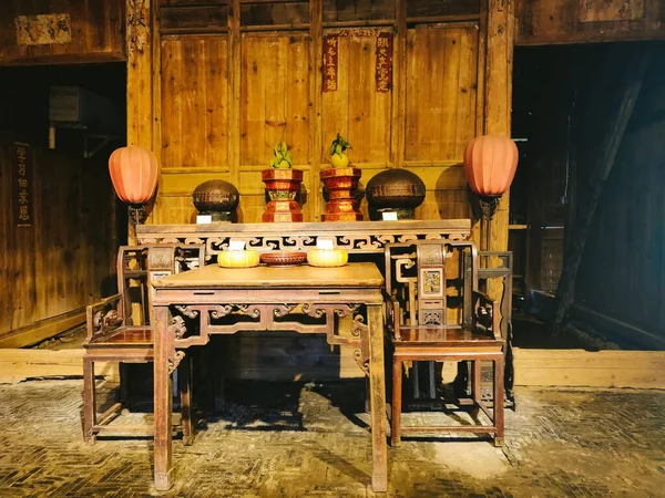 old wooden table in the city