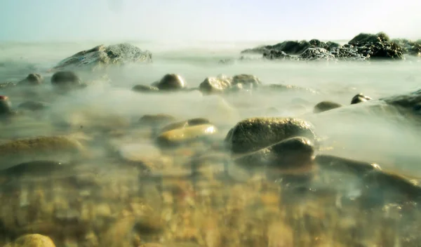 beautiful sea landscape with rocks and waves