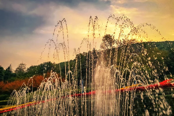 beautiful landscape with a waterfall