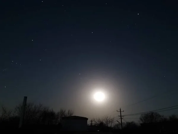 night sky with stars and moon