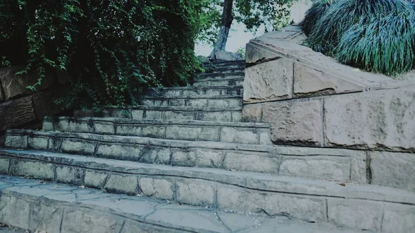 old stone stairs in the city