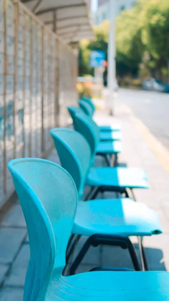 empty chairs and chair in the outdoor cafe