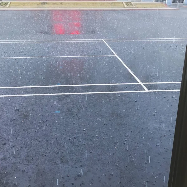 empty tennis court, top view