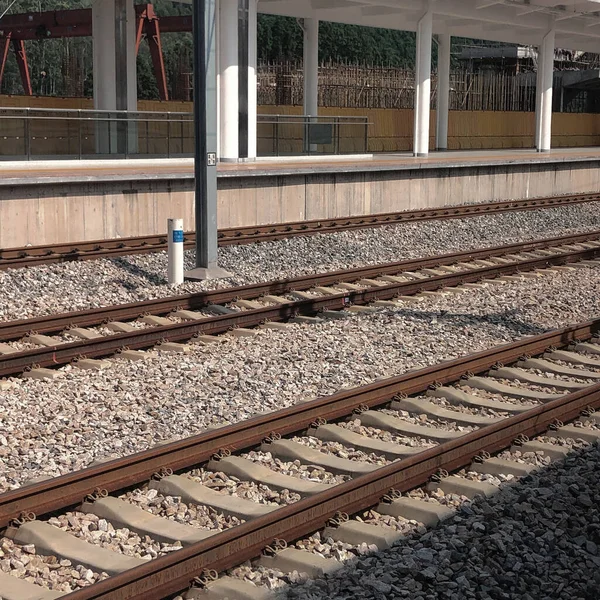 railway tracks on the road