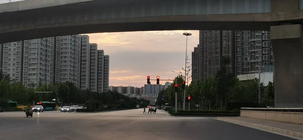 modern city street with a view of the buildings