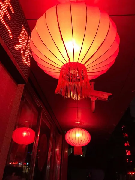red and white lanterns in the night