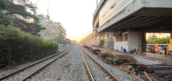 railway tracks in the city