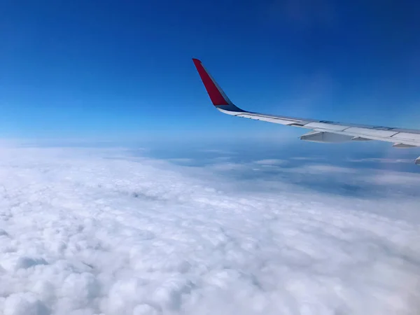 wing of a plane in the sky