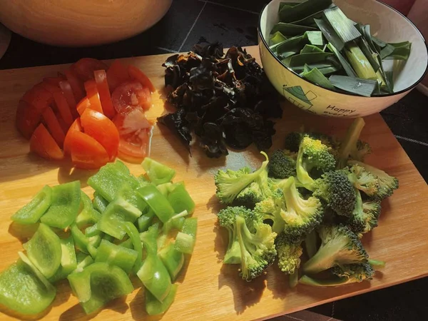 fresh vegetables salad with ingredients