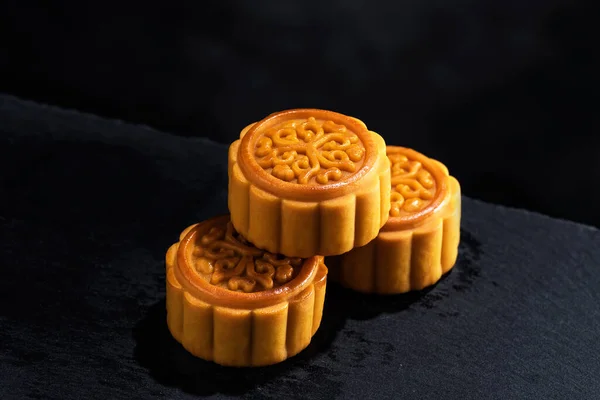moon cake on a black background
