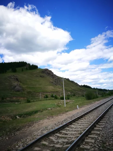 railway tracks on the road