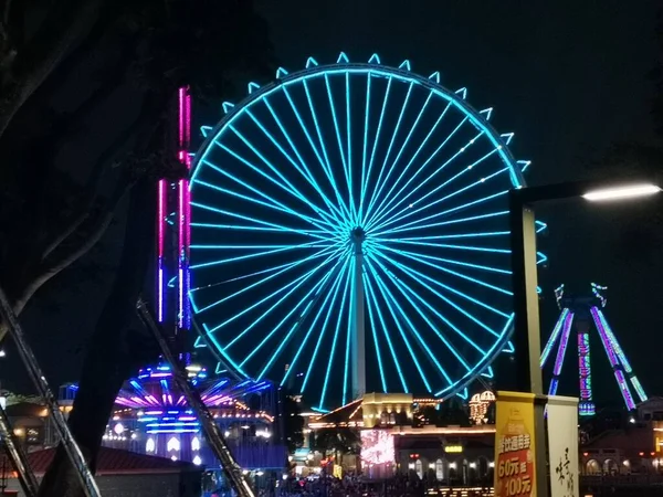 ferris wheel in amusement park, london, usa