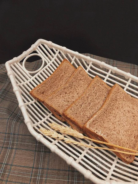 fresh bread on a black background