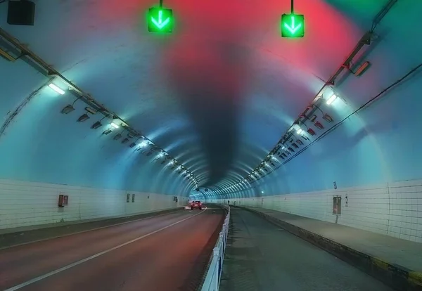 underground tunnel with lights and light