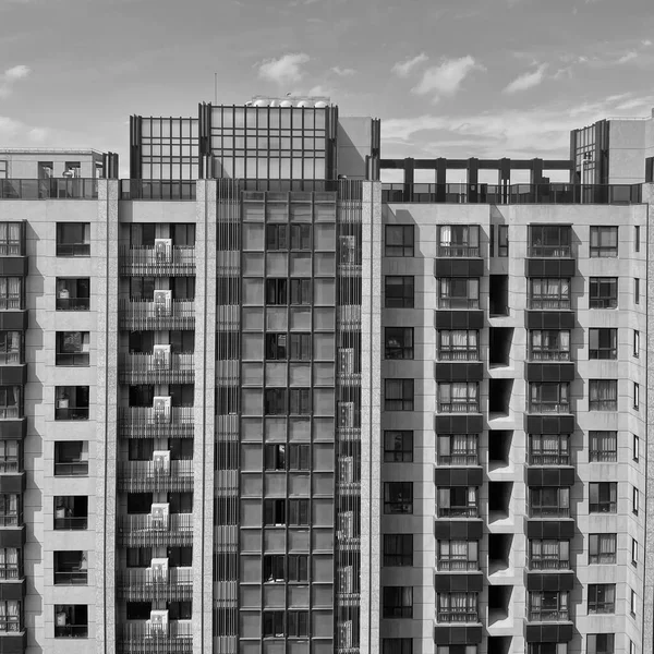 modern apartment building. black and white.