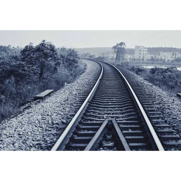 railway tracks on the road