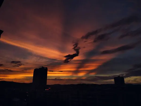 stock image beautiful sunset over the city