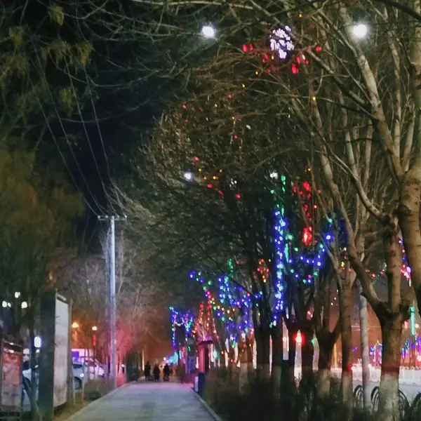 stock image christmas lights in the city