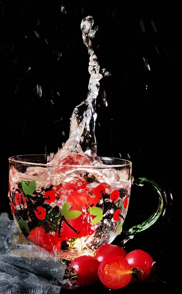 water splash with fresh fruits and vegetables