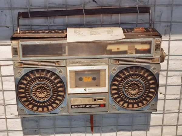 old radio recorder in the street