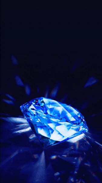 blue crystal glass with diamonds on a black background