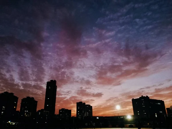 beautiful night sky over the city