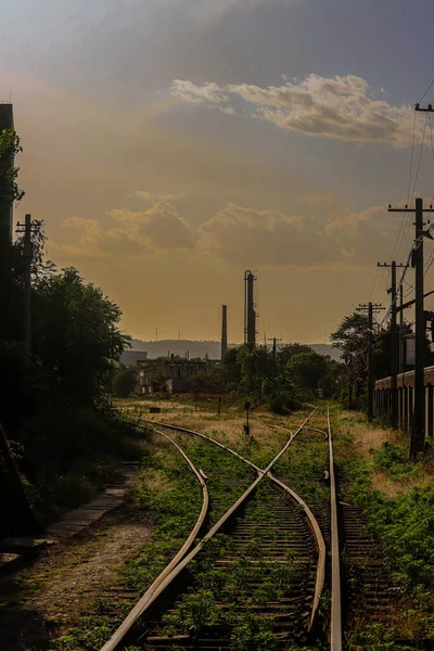 railway tracks on the road