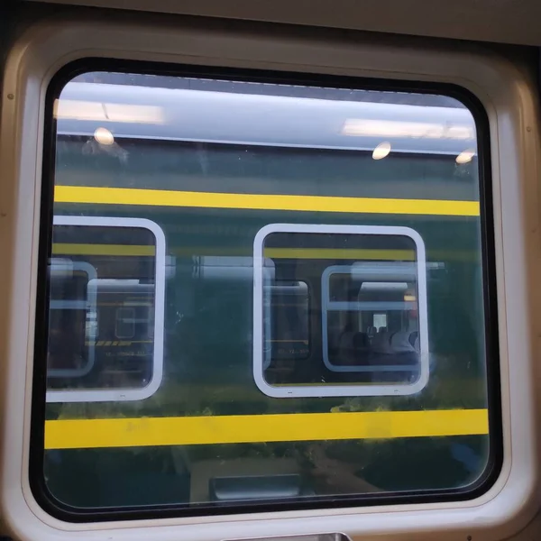 view of the window of the train