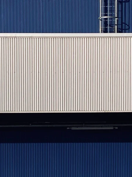 white and blue corrugated metal roof