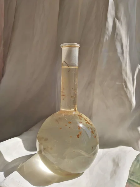 chemical experiment with a glass of water