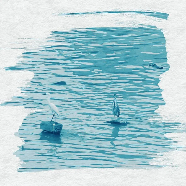 hand drawn watercolor illustration of a boat on a blue background