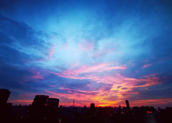 stock image sunset over the city