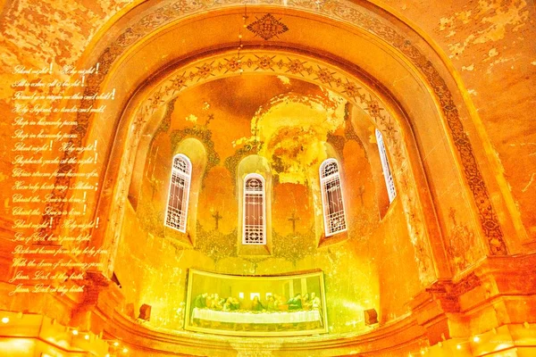 interior of the old church in the city of jerusalem, israel