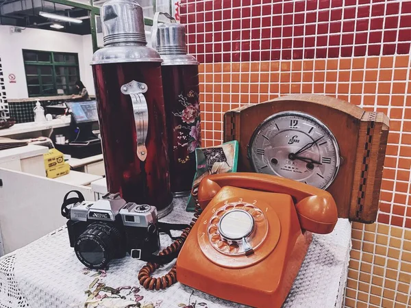 old telephone on the table