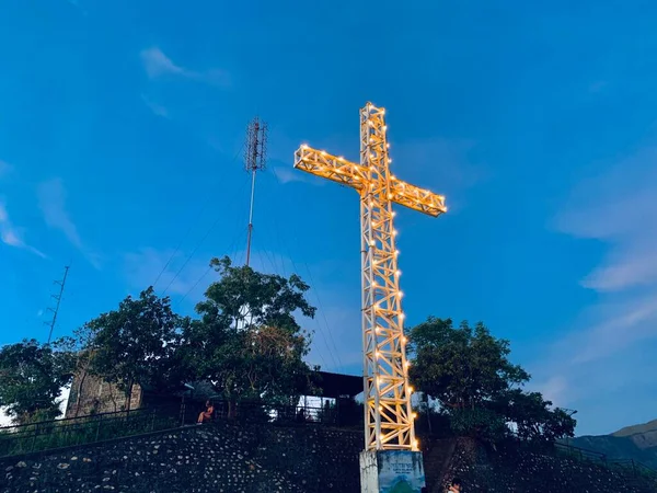 cross-shaped orthodox church in the mountains