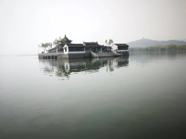 beautiful landscape with lake and mountains