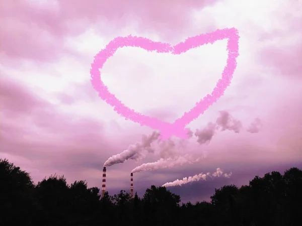 heart shaped cloud with a rainbow