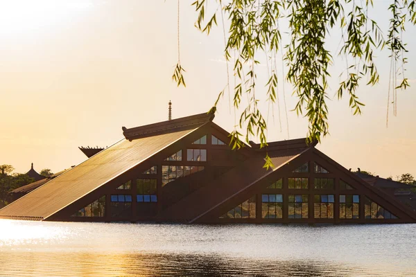 wooden house in the lake