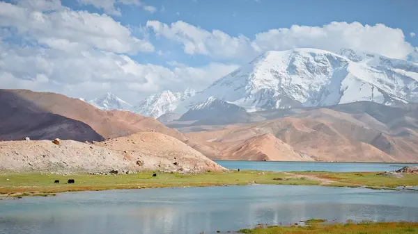 beautiful landscape of the valley of the lake in the background