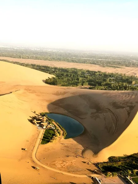 aerial view of the river in the desert