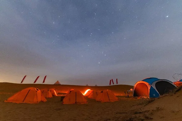 camping tent at night