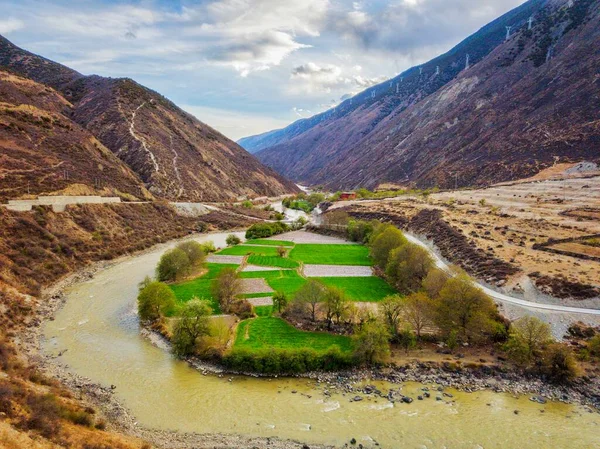 beautiful landscape of the valley of the lake in the mountains